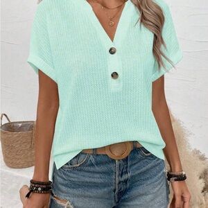 SHEIN Mint Button-Down Women's Top
